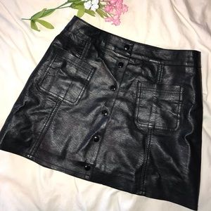 H&M Button Up Leather Skirt